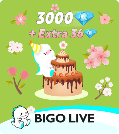 BIGO LIVE (ID Direct) 3000+36 Diamonds