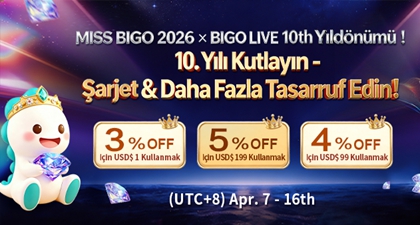 BIGO'nun 10. yılını LivesBuy ile kutlayın! %5 indirim kuponları kazanın
