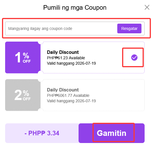 I-redeem ang mga kupon para mag-top up ng Poppo Coins